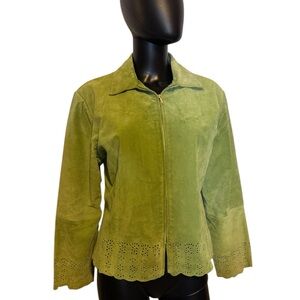 Lisa international green suede leather jacket size Large